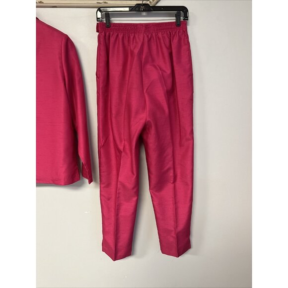 Peter Popovitch Satin 3 pc Suit Set Jacket, Top & Pants Pink & Orange Medium/Sma - Picture 9 of 16